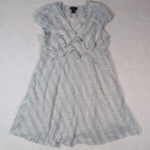 Eddie Bauer Blue White Paisley Cotton Faux Wrap Midi Dress 16 Petite Cottagecore